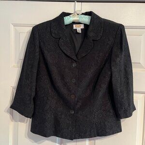 Talbots 100% Silk button jacket, black, 3/4 sleeves, 8 Petite